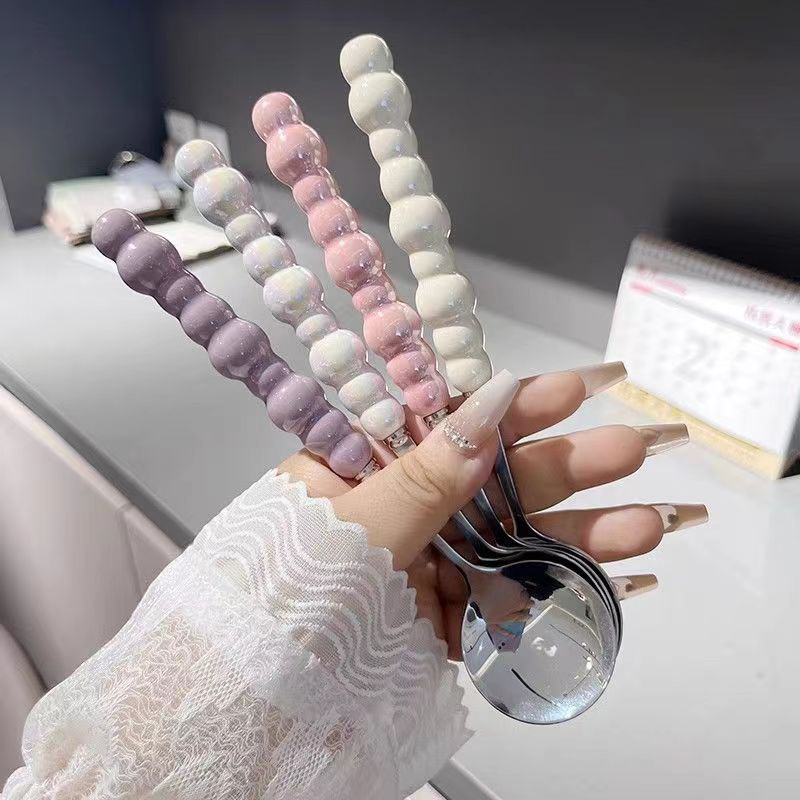 Kitchen Appliances Gift - Pearl Handle Spoon Stainless Steel Stirring