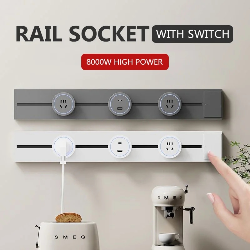 Kitchen Appliances Uk - Track Socket with Switch Kitchen Wall